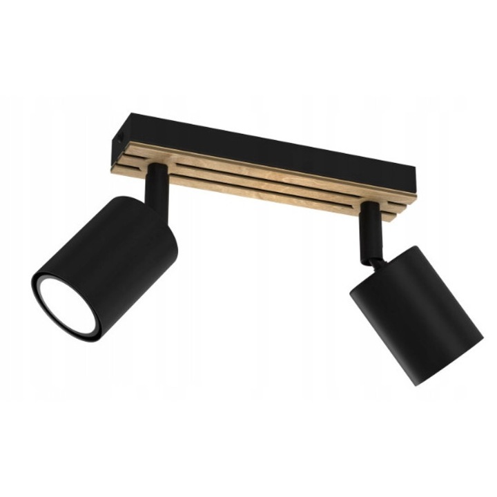 Lampa reflectoare dubla Luminex TERRA 9957, neagra, 15.5x20x5.5cm, 2 surse de lumina, metal si lemn