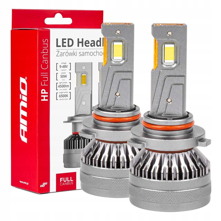 Becuri LED AMiO SERIA HP FULL CANBUS HB3 50W, 4500 lm, 6500K, set 2 buc.