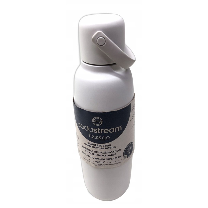 SodaStream Fizz & Go 18/8 rozsdamentes acél vákuum szigetelt és szivárgásmentes vizespalack, fehér, 900 ml