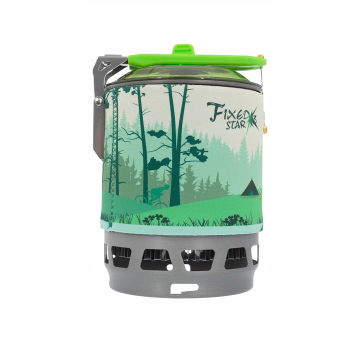 Kempingfőző 0,8L edénnyel, FMS-X3, 2200W, kompakt kivitel, neoprén szigetelés, zöld