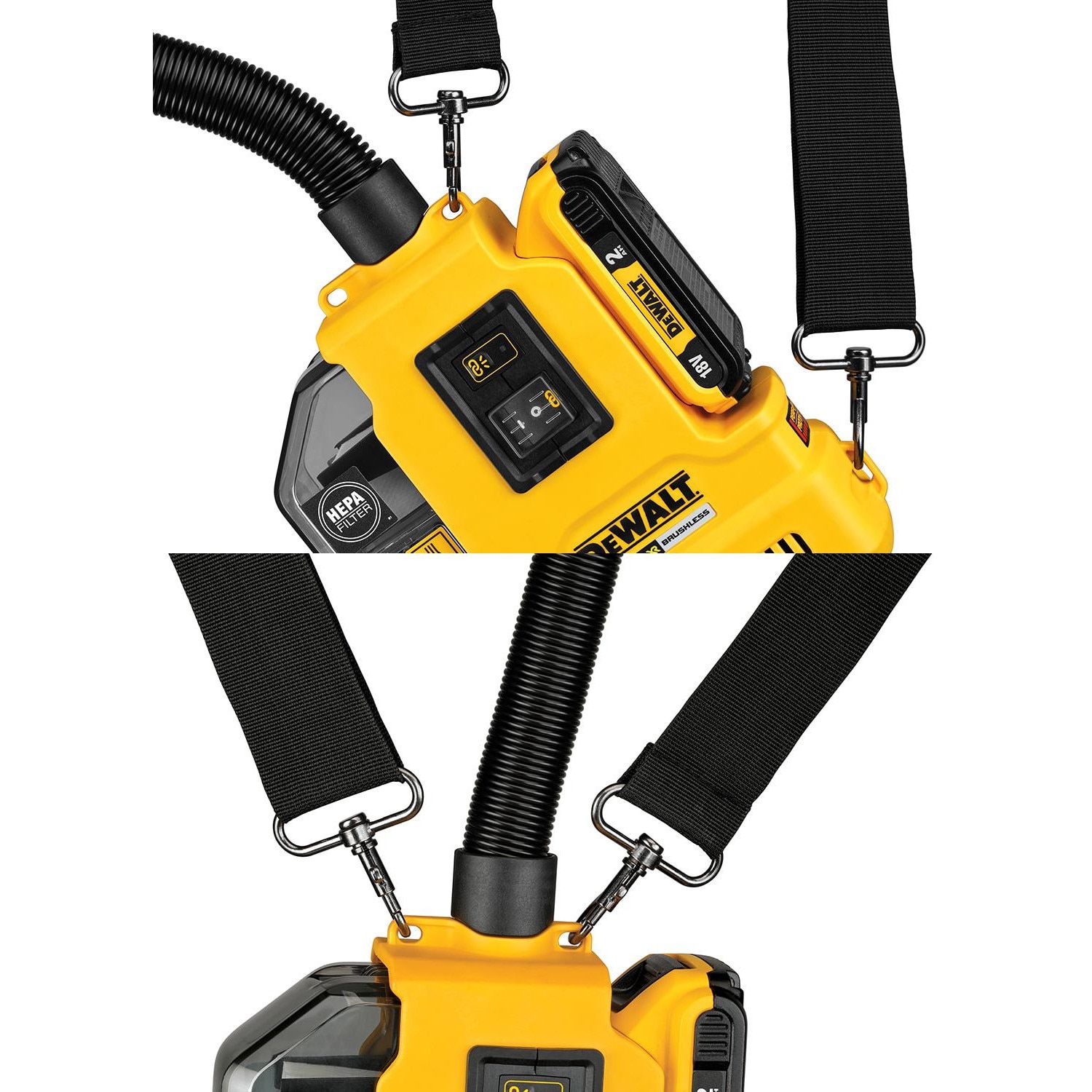 Aspirator fara fir 18V DeWALT DWH161, motor fara perii, filtr HEPA, 2Ah, 9 l/s, set complet in valiza TSTAK II