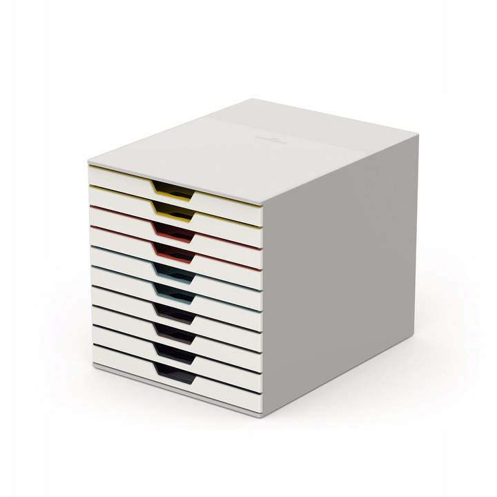 Pojemnik documente set 10 suflari, Varicolor, alb, 28x29x36cm