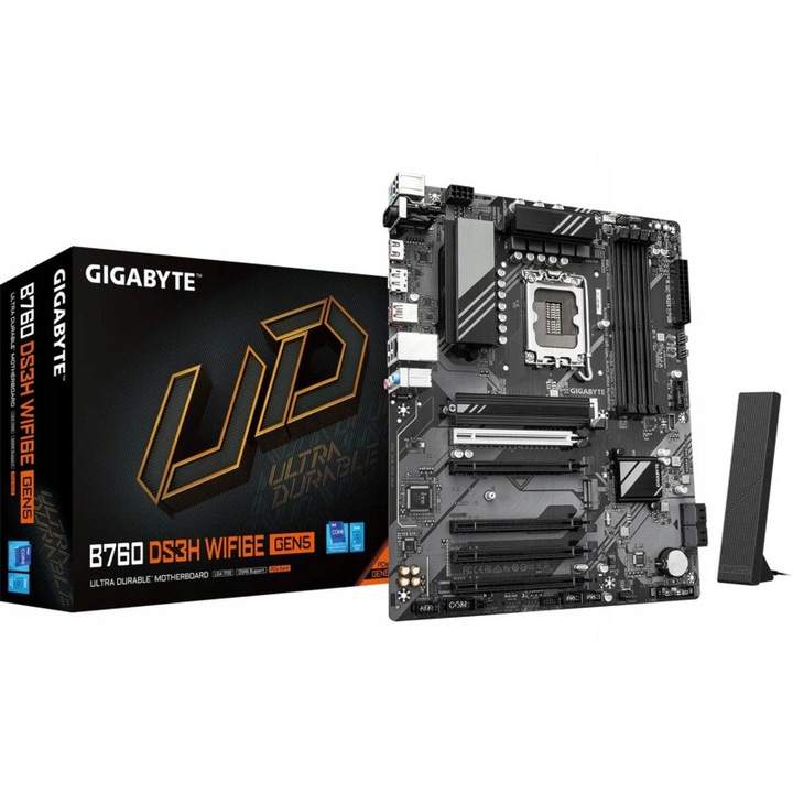 Дънна платка Gigabyte B760 DS3H WiFi6E DDR5 305x244mm черно-сребриста ATX