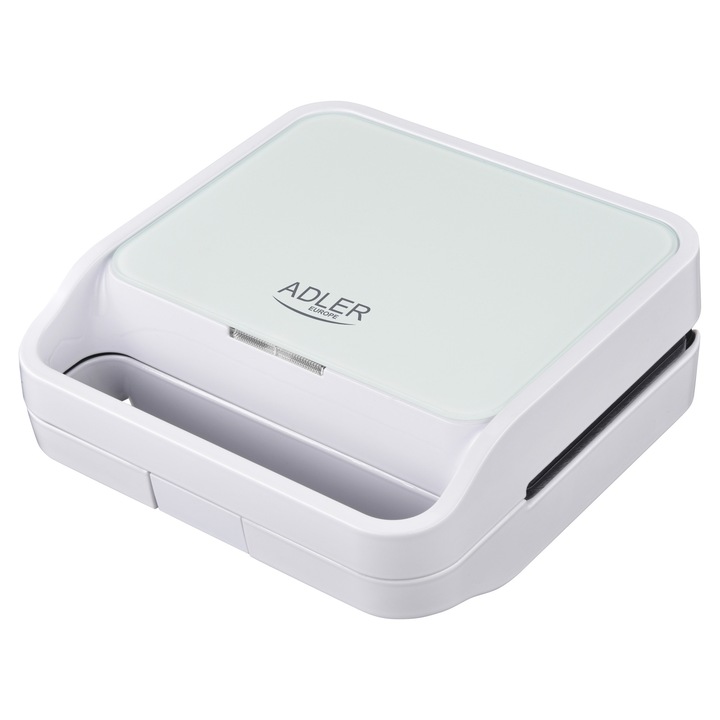 Prajitor de sandvisuri Adler AD 3070, 2 in 1, placi interschimbabile, suprafata antiaderenta, alb, 1100W