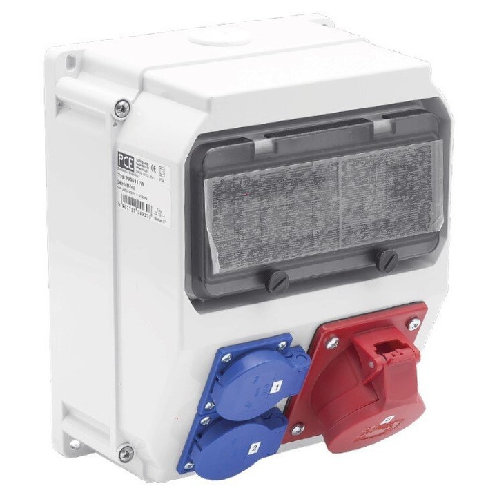Tablouri electrice PCE Rozdzielnica stacjonarna 16A/5P IP54 1xCEE, 2xSCHUKO 204x255x140mm