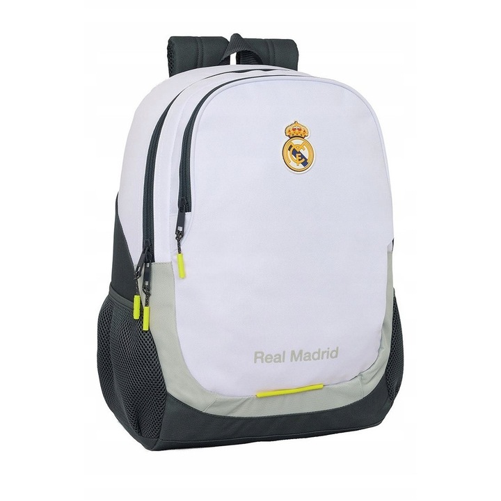 Realmadrid klub hátizsák 25/26, fehér szürkével, 2 rekeszes, 44x32x16cm
