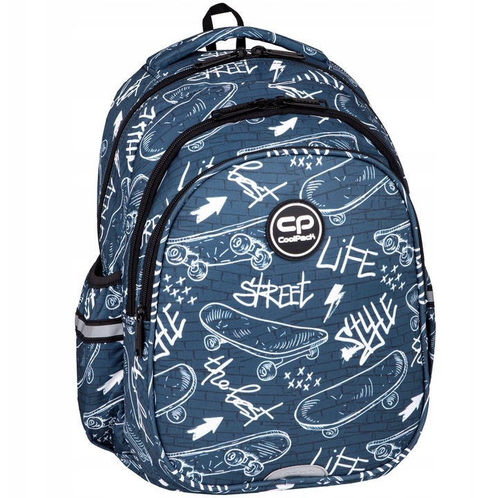 Ghiozdan scolar CoolPack Jerry Street Life, 3 compartimente, 21L, 39x28x15cm, multicolor