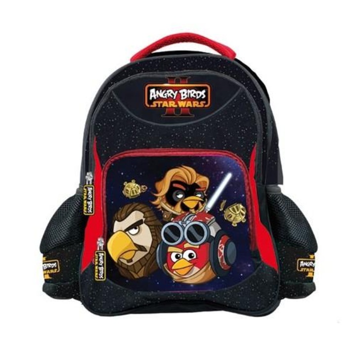 Ghiozdan scolar Angry Birds Star Wars, 39x16x40cm, 15l, design modern, 1 compartiment principal, 2 buzunare exterioare pentru bauturi
