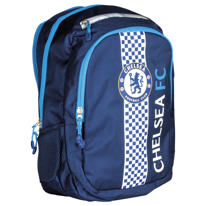 Chelsea iskolai hátizsák, 2 rekeszes, 4 zsebes, kék, 30x44x18cm