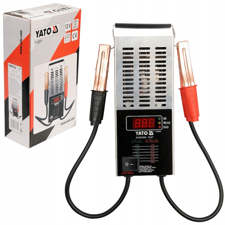 Tester digital pentru acumulatori YATO 12V, 150-1400A, mobil, cu LED