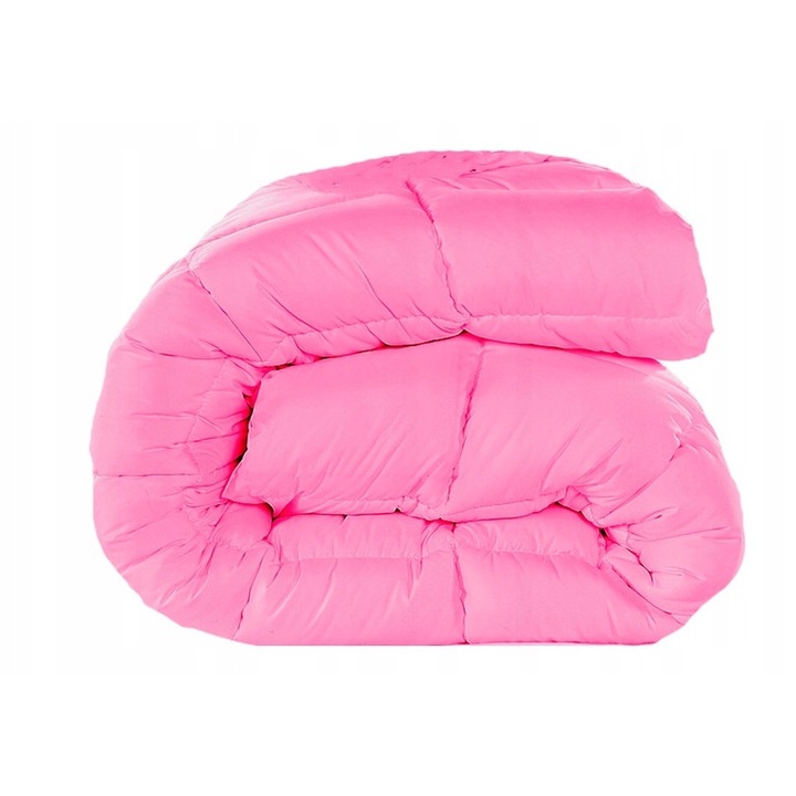 Pilota din lana, 200x220 cm, roz, umplutura 100% lana ovine, microfibra