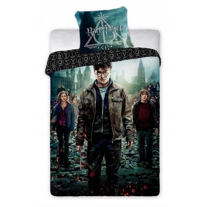 FARO Harry Potter ágyneműhuzat garnitúra, 100% pamut, antiallergén, cipzáras záródás, Oeko-Tex, Többszínű, 160 x 200 cm + 70 x 80 cm
