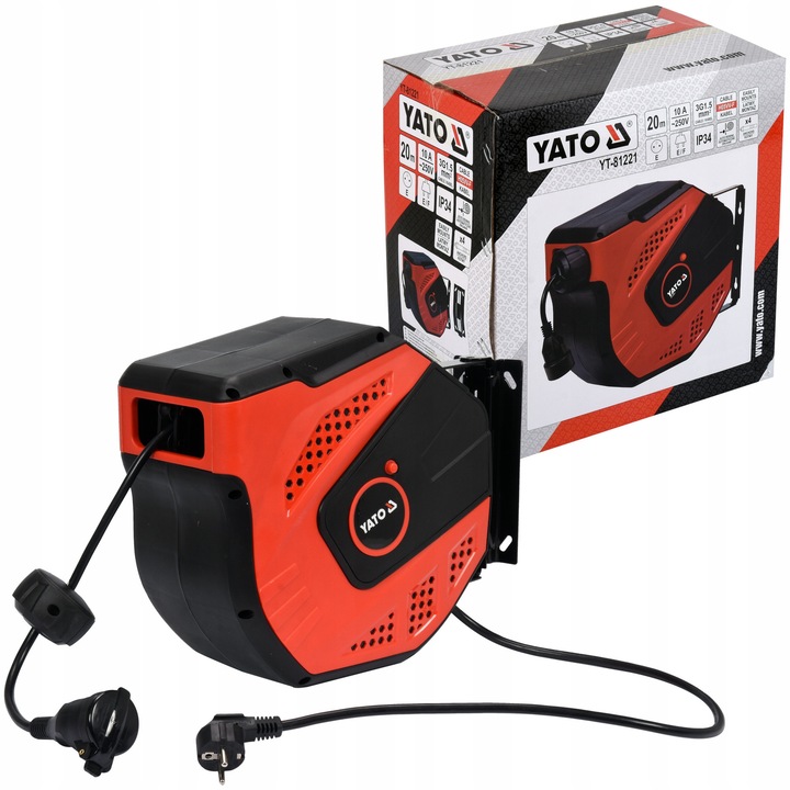 Автоматичен удължител на макара, 20м+1м, 1 контакт, черен