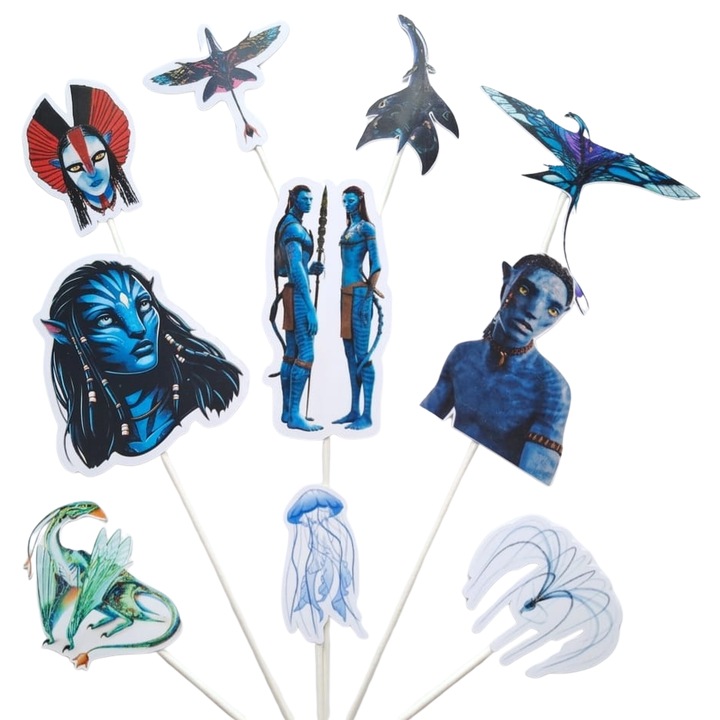 Torta dísz topper karton, Avatar tematika - 10 darab