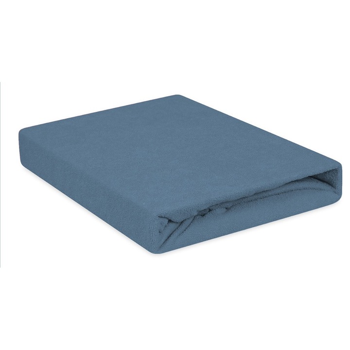 Чаршаф с ластик MULTITEX 160x200см, хавлиен, 180 GSM, 82% памук, син