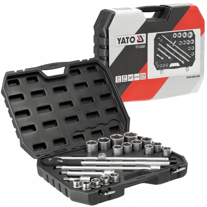 Set unelte 3/4" 21 elemente Yato, CrV 50BV30, 3/4" (19.0 mm)
