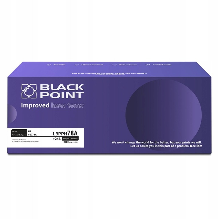 Toner Black Point CE278A, fekete, 2600 oldal