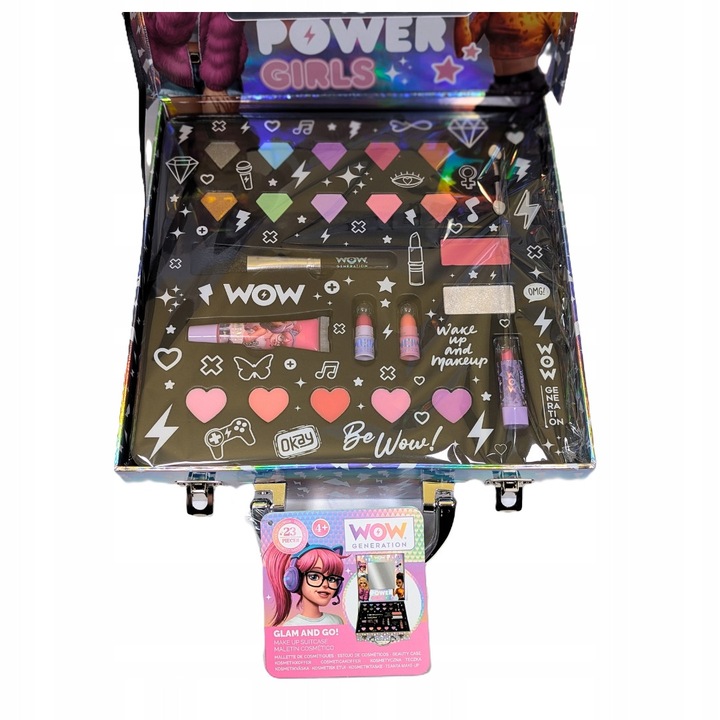 Set de machiaj WOW Generation, 23 elemente, culori variate, cu oglinda, pentru copii