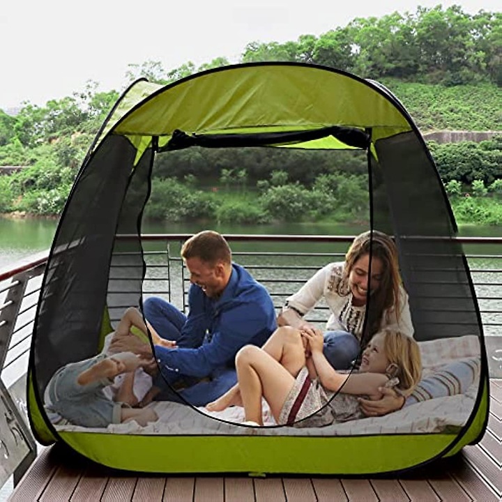 Pavilion exterior pop-up, 220x220x220cm, pentru 4-6 persoane, design simplu, plasa respirabila, multicolor