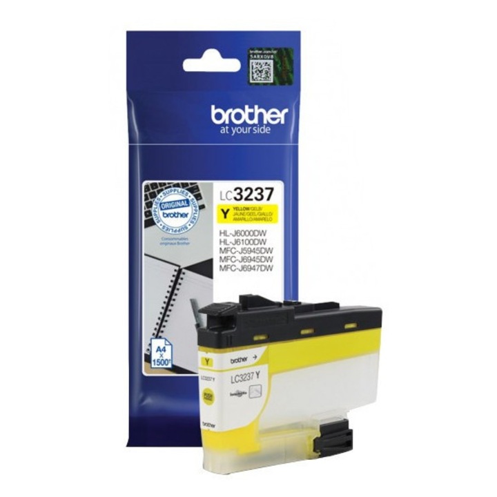 Мастилена касета Brother LC-3237Y, оригинална, за MFC-J6947DW/MFC-J5945DW/HL-J6000DW, жълта, 1500 страници