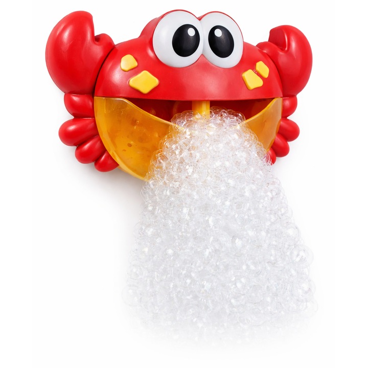 Jucarie de baie Crab muzical cu spuma – aparat cu jet de bule, fixare cu ventuze – 24 cm – copii 1, 5+ ani