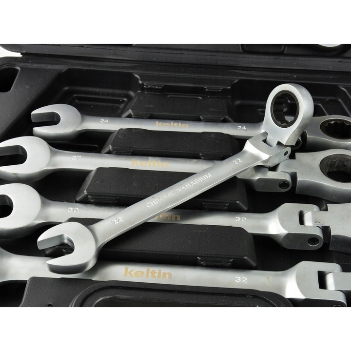 Set chei lamante Keltin 8-32mm 13el. in valiza, din otel crom-vanadiu