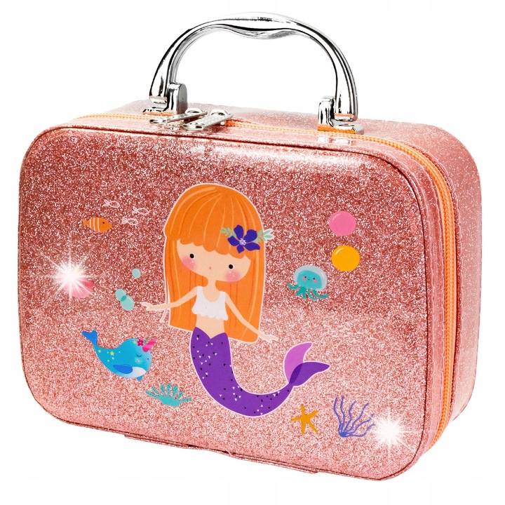 Комплект козметика за деца, click4TOYS, 12 нюанса сенки за очи, 2 червила, 3 лака за нокти, многоцветен, 20x14x7,5 см