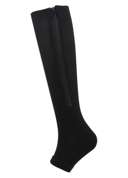 Sosete dama set, negre, cu fermoar, gros, XXL