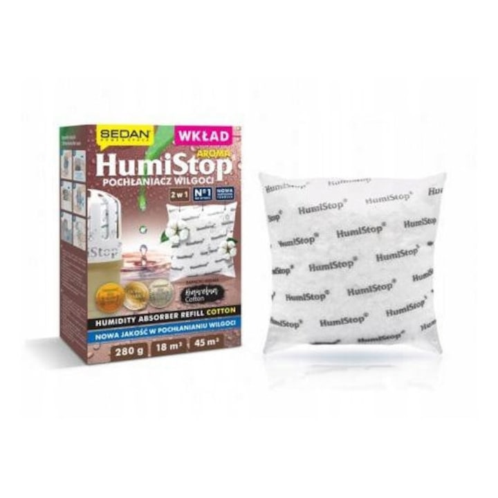 Пълнител за влагоабсорбатор Humistop, 280 гр., аромат памук, комплект 1 брой