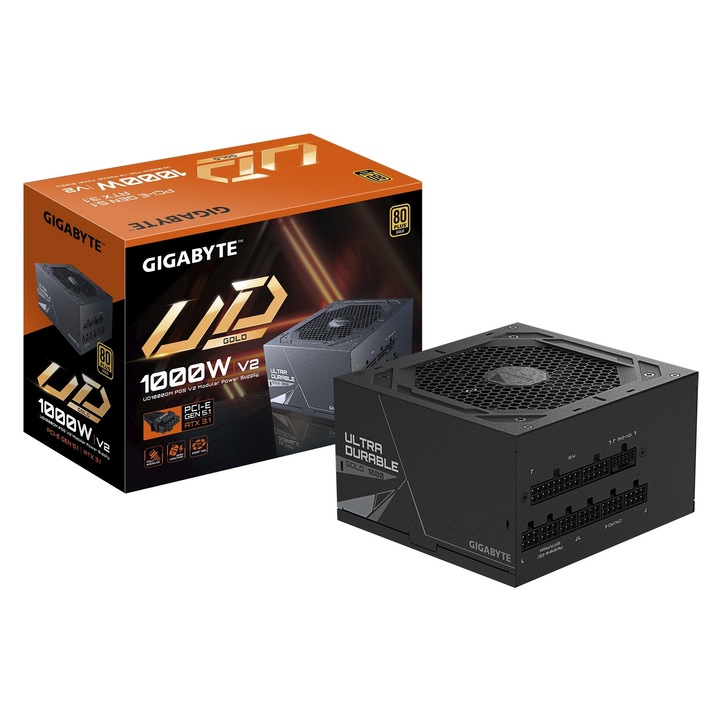 Sursa PC Gigabyte UD1000GM PG5 V2 1000W 80+ Gold, activa, neagra, 150x140x86mm