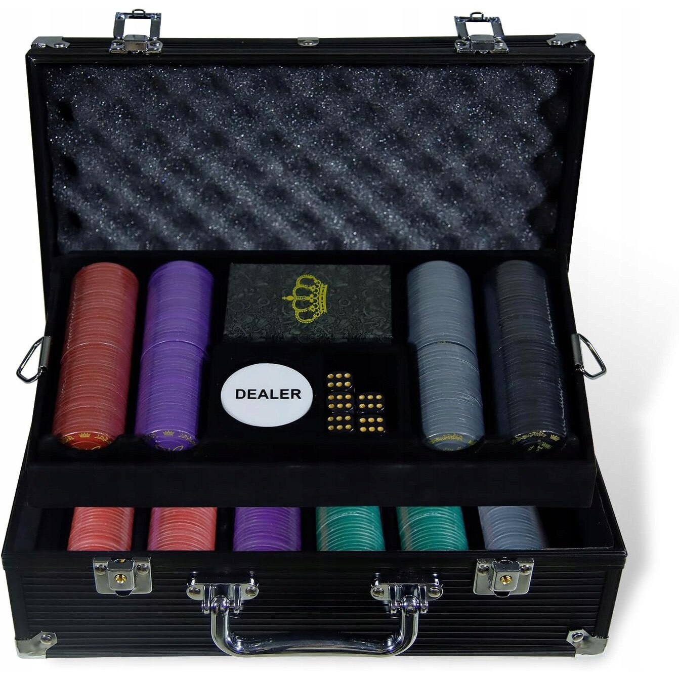 Set de poker 500 jetoane, CCLIFE, valiza din aluminiu 32x26x20 cm ...