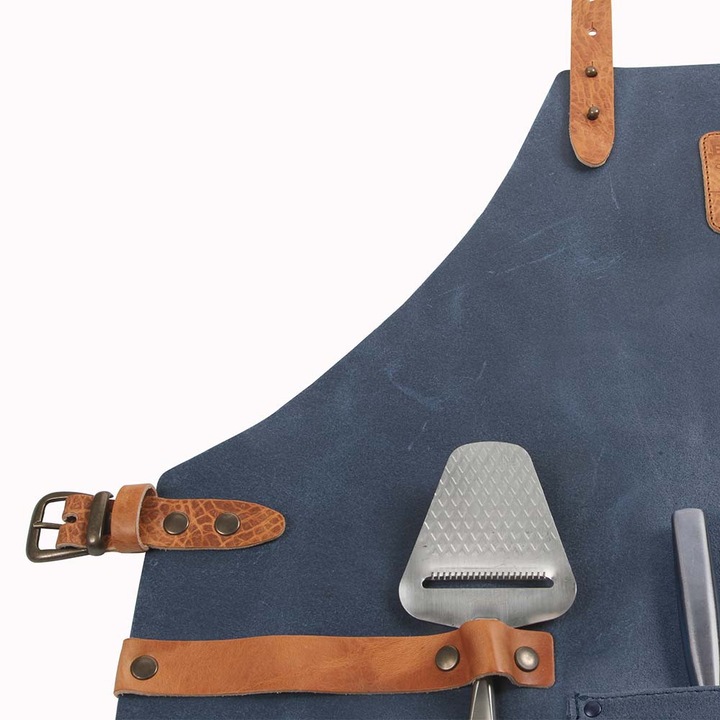 Șorț de grătar din piele albastră Boska Mr. Smith