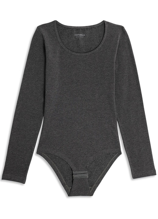 Body brazilian bumbac maneca lunga Cotonella 3506 0001, Gri melange