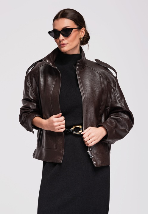 Jacheta de piele LARICA OW-JAFL-0104, Maro