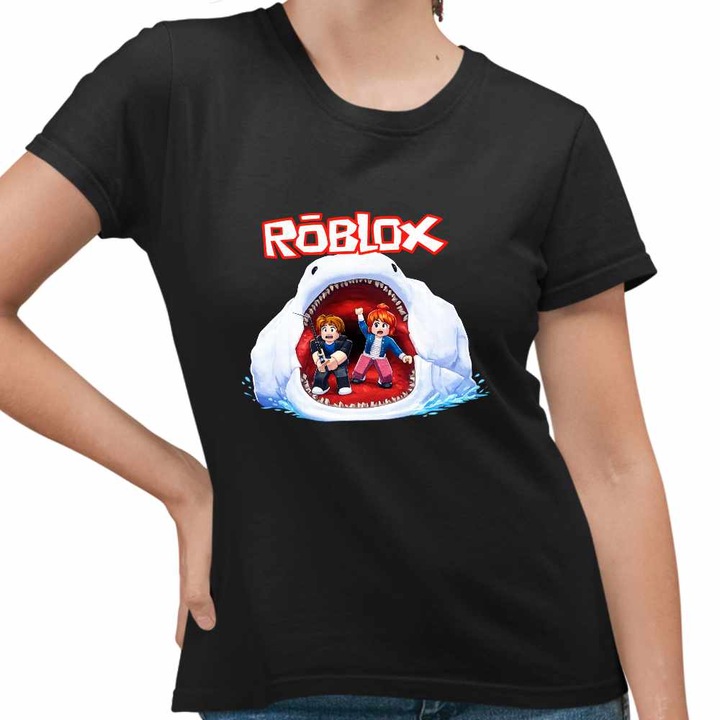 Tricou Femei Fish it Pescar Roblox Sea Monster, negru, marime L