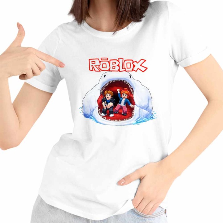 Tricou Femei Fish it Pescar Roblox Sea Monster, alb, marime L