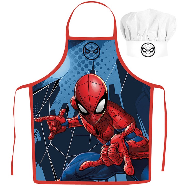 Sorturi bucatarie si gratar, Javoli, set sort si bonet, albastru, poliester