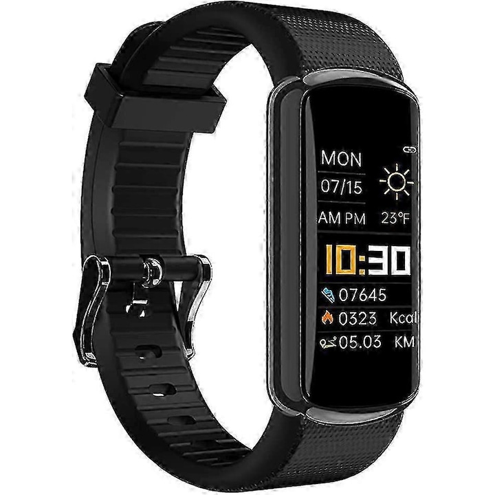 Bratara fitness Digital-Play M3PLUS, neagra, pedometru, puls, tensiune arteriala, mesaje