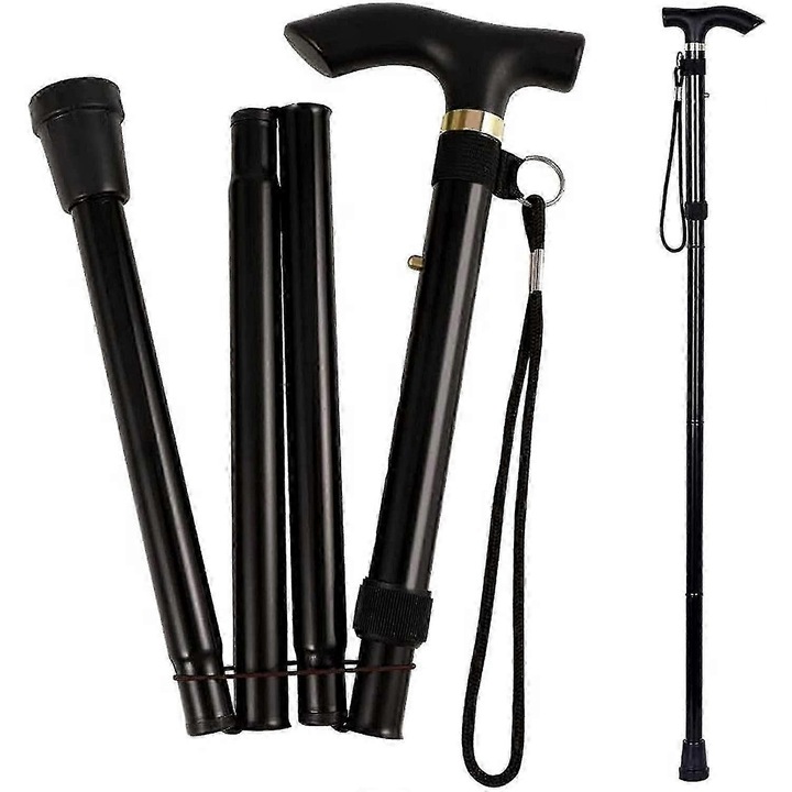 Baston pliabil, 5 inaltimi, design ergonomic, aluminiu, 160x190cm