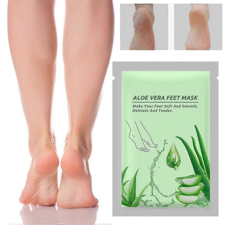 Hámlasztó lábmaszk, 10 darab, mély bőrápolás, repedezett sarkakra, Aloe Verával