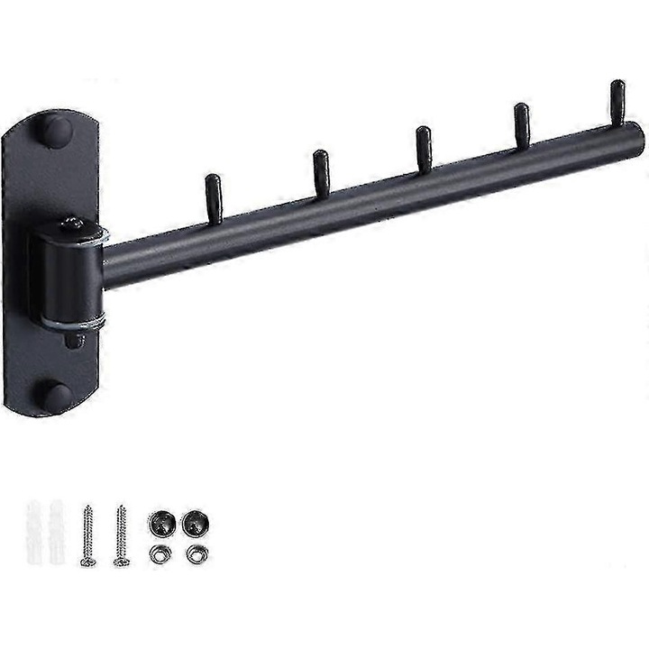 Ruhatartó vállfa mozgatható tartóval, 5 kampó, rozsdamentes acél, helytakarékos