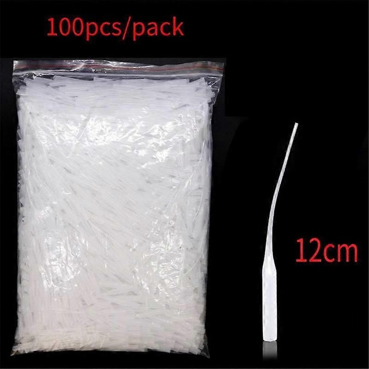 Set 100 buc Micro-Tipuri pentru Adeziv, Tuburi de Aplicare, Plastic, Transparent, 7x12cm