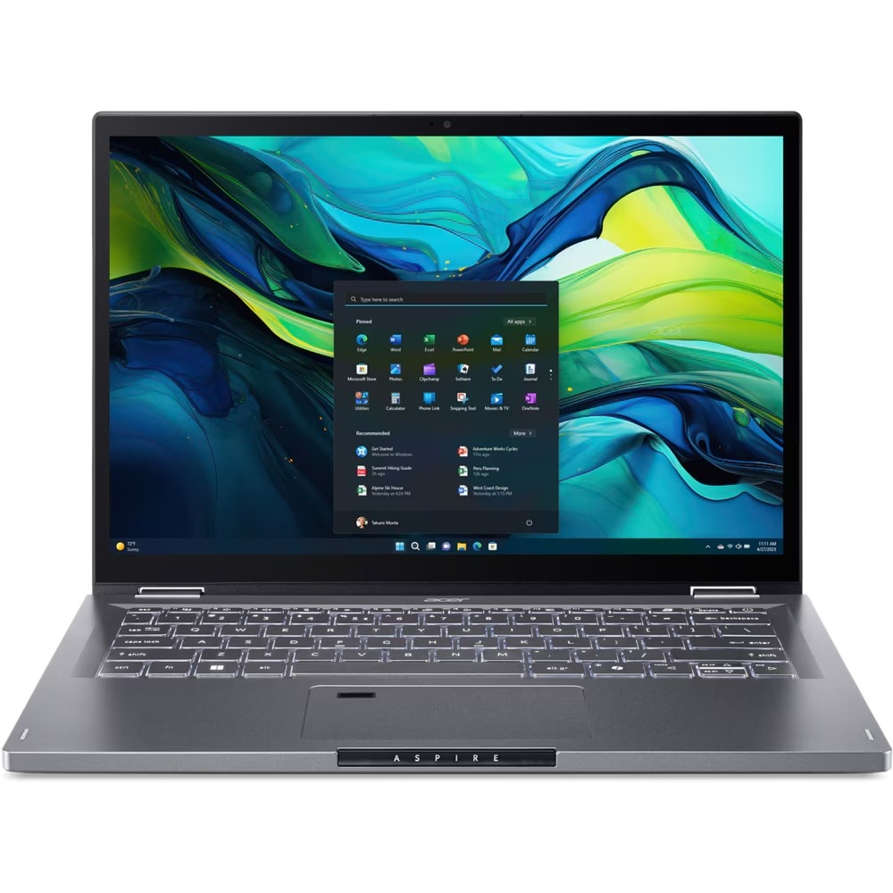 Laptop 2 in 1 ACER Aspire Spin 14 ASP14-52MTN-51SY, Intel Core Ultra 5 115U pana la 4.2GHz, 14" WUXGA Touch, 16GB, SSD 512GB, Intel Graphics, Windows 11 Home, Gri