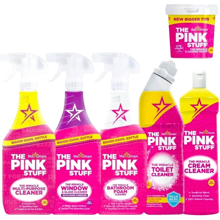 Detergent universal The Pink Stuff, set, eficient împotriva petelor, parfum proaspăt, 750ml