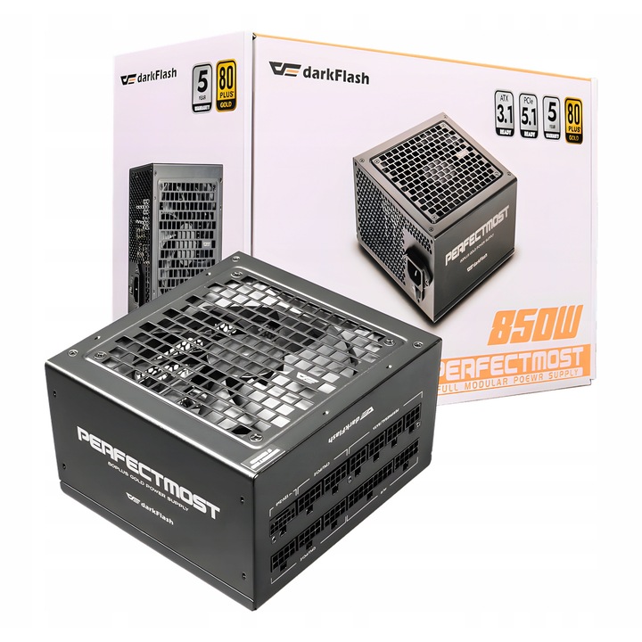 Sursa PC DarkFlash PMT850A3 modulara 850W 80 Plus Gold negru 140x150x86mm