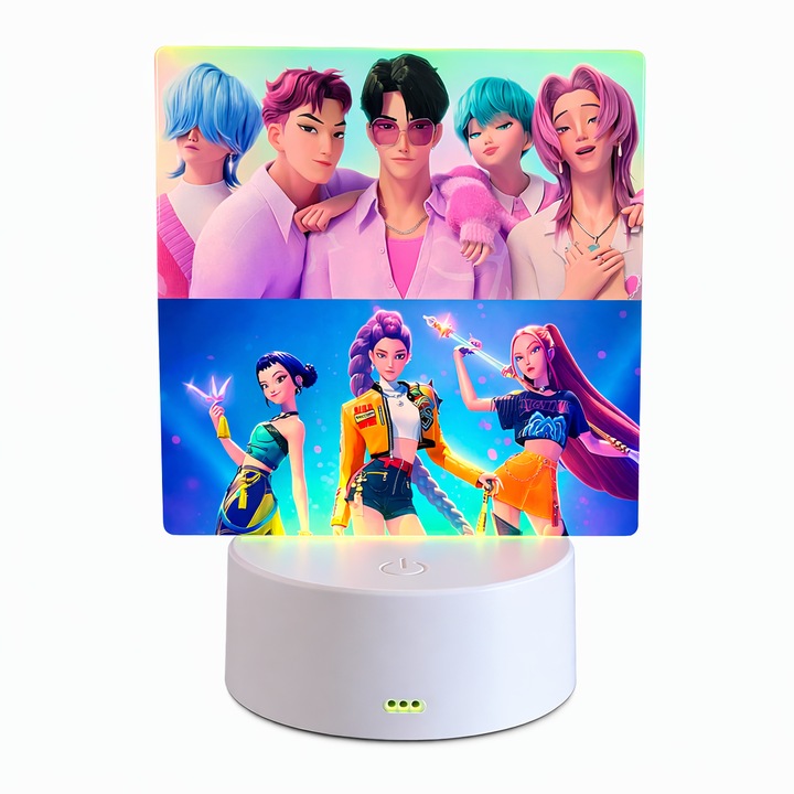 Anime dekorációs LED lámpa Hunterx K-POP Demons & Saja Boys, 7 színű hangulatvilágítás gyermek- vagy tinédzser szobába, USB tápellátás vagy 3 AA elem
