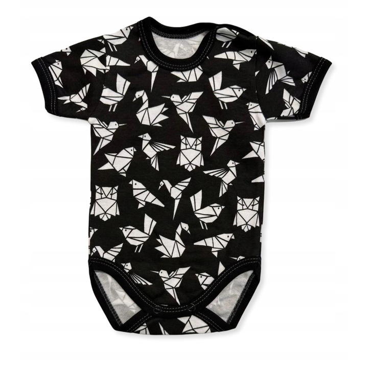 Body copii Dartomik, bumbac, imprimeu origami, alb/negru - 54987, Alb/Negru