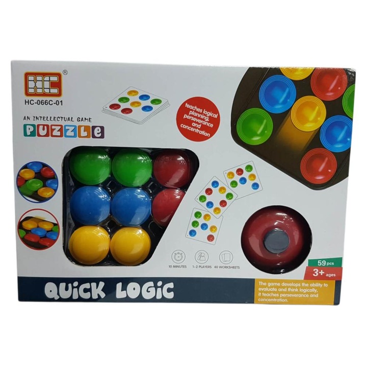 Joc educativ Viosim, logica rapidă, 40 fise de lucru, pentru 3 ani, plastic/hartie