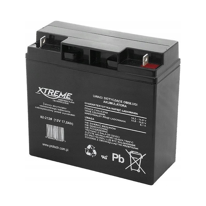 Acumulator gel 12V 17Ah Xtreme, dimensiuni 167x76x181mm, set complet