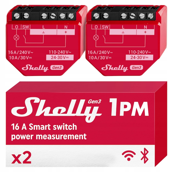 Kit Smart Home Shelly 1PM Gen3, Wi-Fi, 1 canal